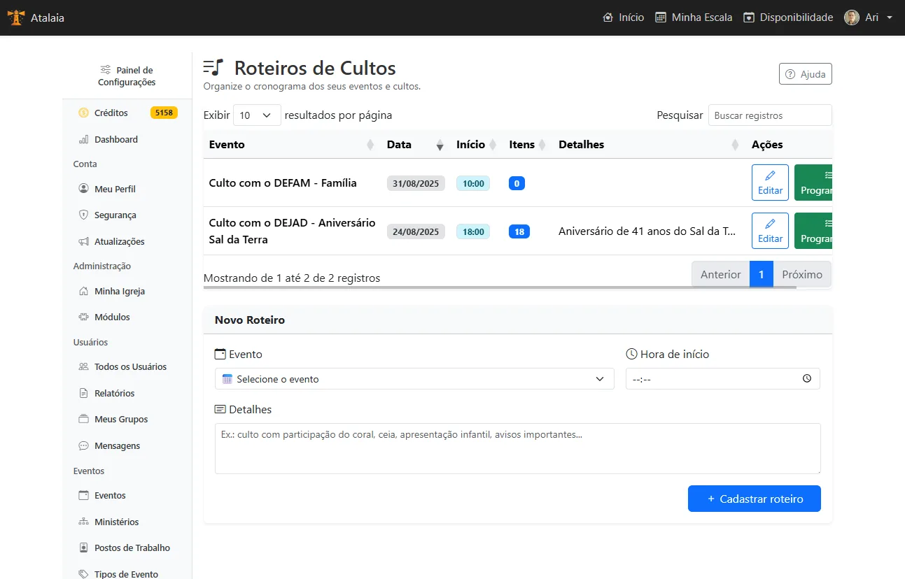 Tela 7 do sistema Atalaia